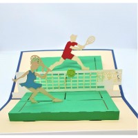 Handmade 3D Pop Up Card Play Tennis Court Birthday Wedding Anniversary Valentine's Day Father's Day Mother's Day Wimbledon Sport
